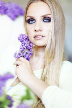 Portrait of beautiful woman with amazing blue eyes