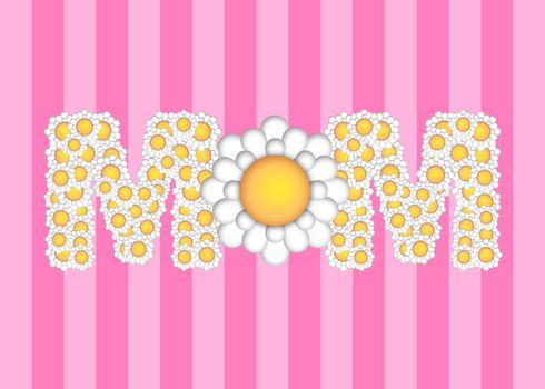 Happy Mothers Day with Daisy Flower Pattern on Pink Stripes Background Illustration