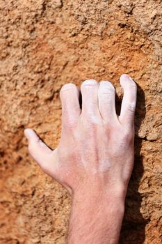 Climbing hand grip on rock