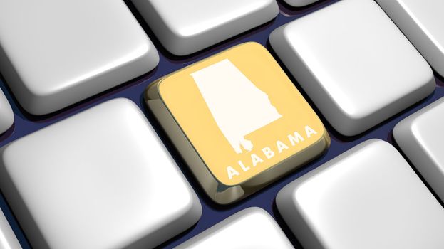 Keyboard (detail) with Alabama map key - 3d made 