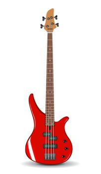 Vector realistic illustration of red bass guitar
