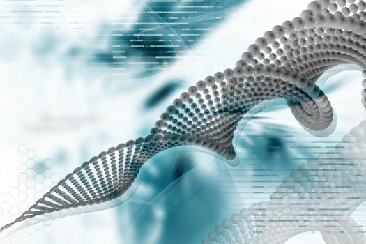 Digital illustration of DNA in color background