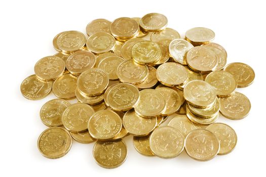 pile of brilliant metallic coins