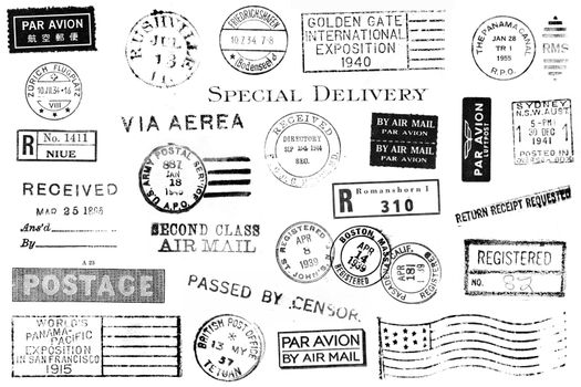 Set of Vintage Postal Marks
