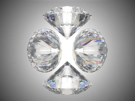 Four brilliant cut diamonds or gems