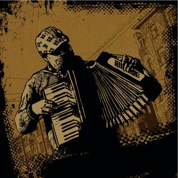 Busker with an accordion
