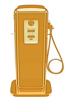 Valuable fuel: golden gas pump isolated 
