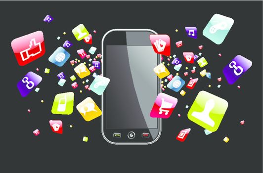 Global smartphone apps icons splash