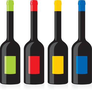 fully editable vector illustration of isolated balsamic vinegar bottles set