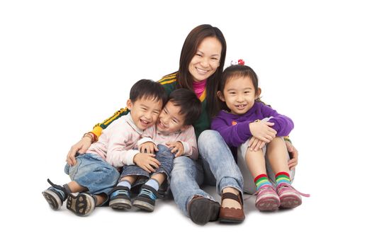 Asian Mother with three kids