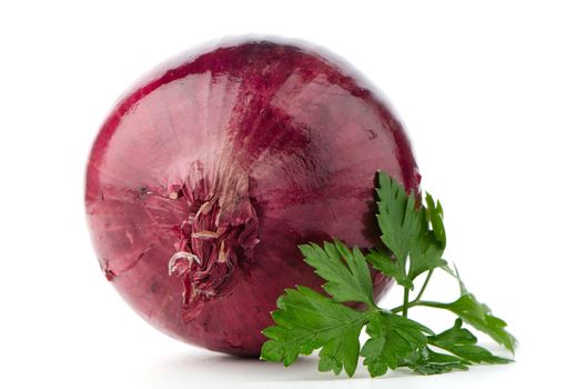 Red onion tuber and fresh parsley