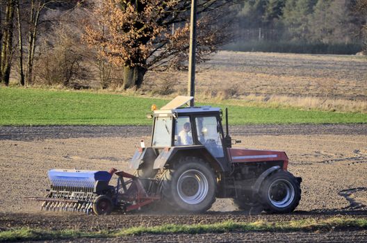 Tractor during the spring field activities