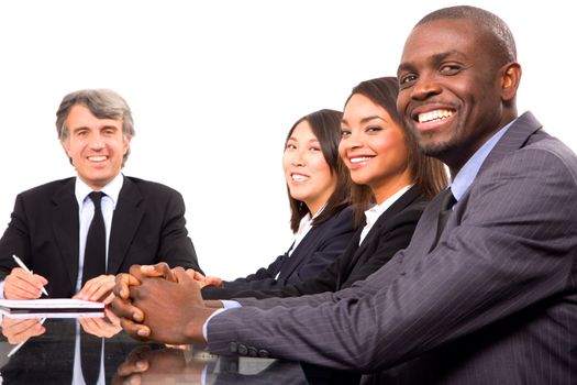 multi-ethnic team during a meeting
