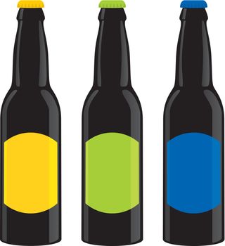 fully editable vector illustration of isolated beer bottles set