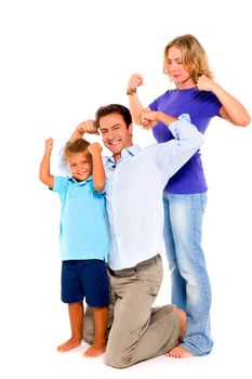 family  flexing muscles