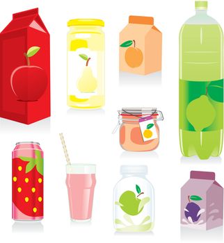 fully editable vector illustration of isolated fruit containers