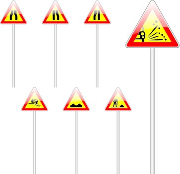 vector editable isolated european road signs with details