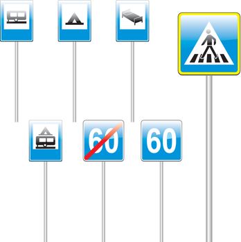 vector editable isolated european road signs with details