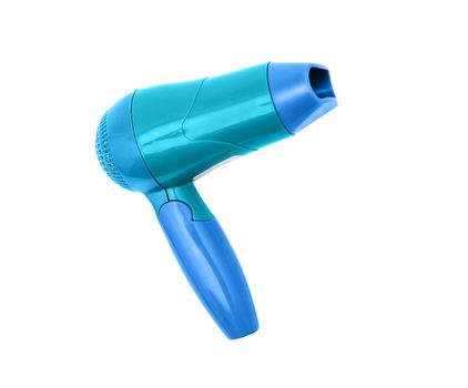 Blue hair dryer isolated