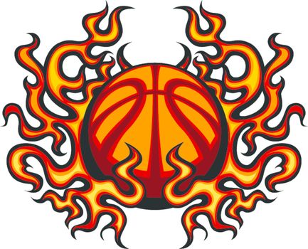 Basketball Template with Flames Vector Image
