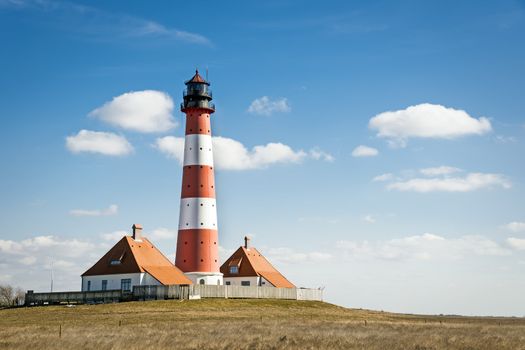 Lighthouse Westerhever on sunny day