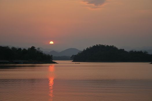 Sunset over the Kaeng Krachan Dam, Thailand