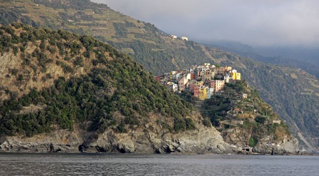 The outskirts of the village of Riomaggiore.  One of the five villages that make up Cinque Terre.  Located on the rugged coast of the Italian Riviera in the Liguria region of Italy.
