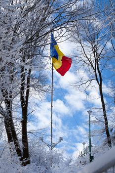 Romanian flag on top of the Tampa mountain