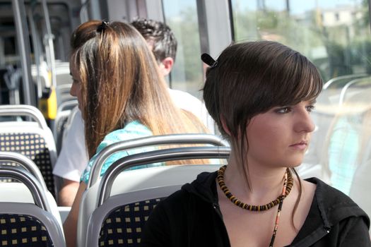 Young person on the tram
