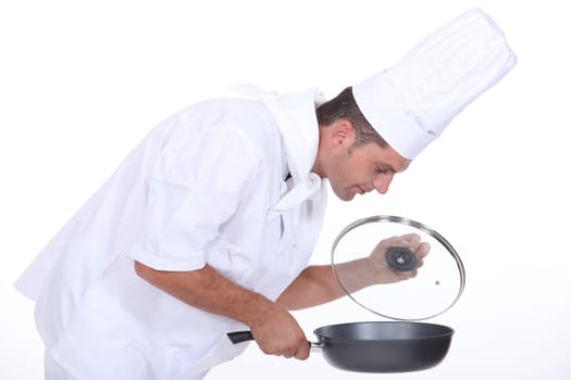 Catering professional on white background