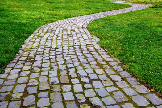 Curvy Brick Path in grass