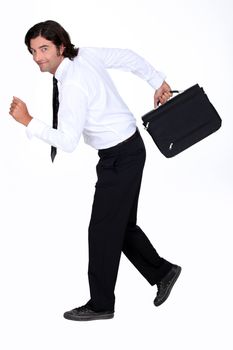 Businessman fleeing