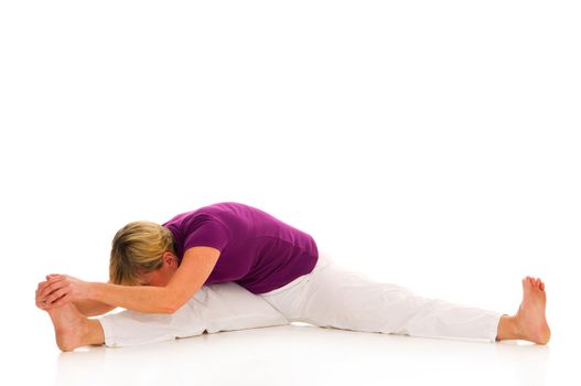 woman practicing stretching