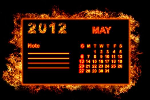 Fire frame calendar, May 2012