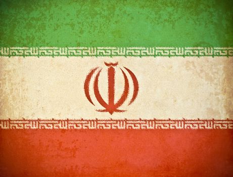 old grunge paper with Iran flag background