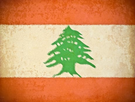 old grunge paper with Lebanon flag background