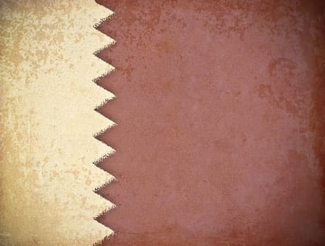 old grunge paper with Qatar flag background