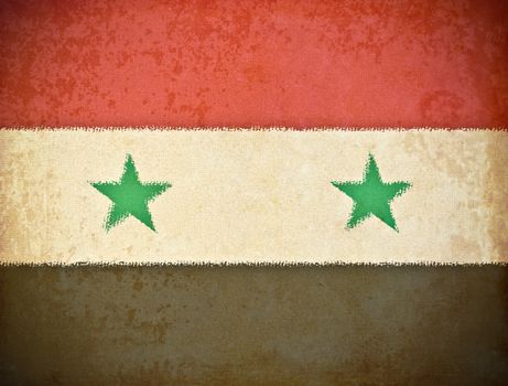old grunge paper with Syria flag background