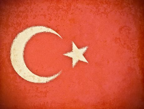 old grunge paper with Turkey flag background