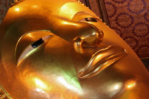 Golden Buddha head close up