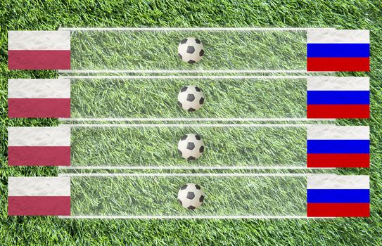 Plasticine Football flag on grass background for score (Group A)