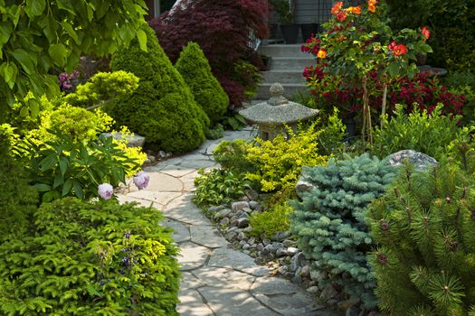 Garden path with stone landscaping
