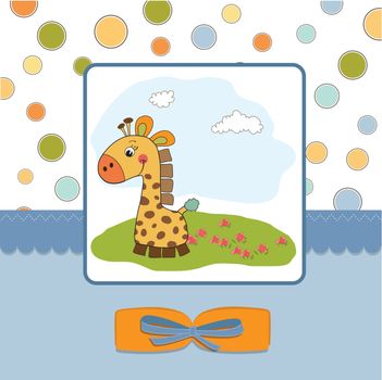 childish greeting card with giraffe