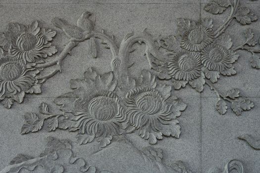 Birds with Trees and Flowers on Carve Wall