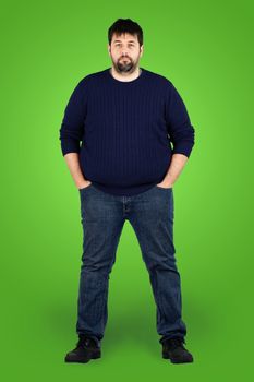 Big guy in full in front of green screen