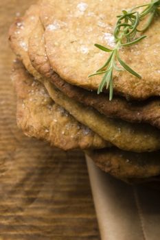 Homemade rustical crackers with rosemary