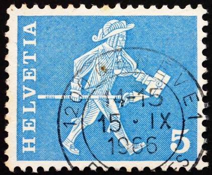 Postage stamp Switzerland 1960 Messenger, Fribourg