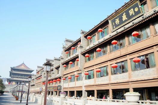 Historic buildings downtown of Xian China