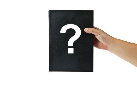Black book with question mark