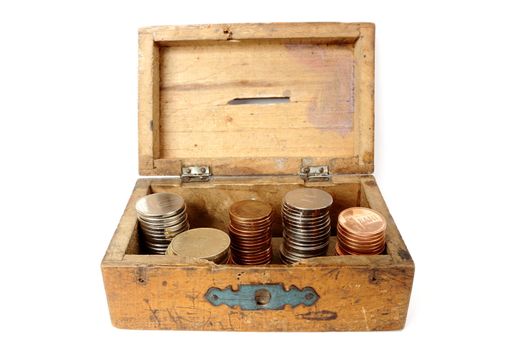 old wooden moneybox